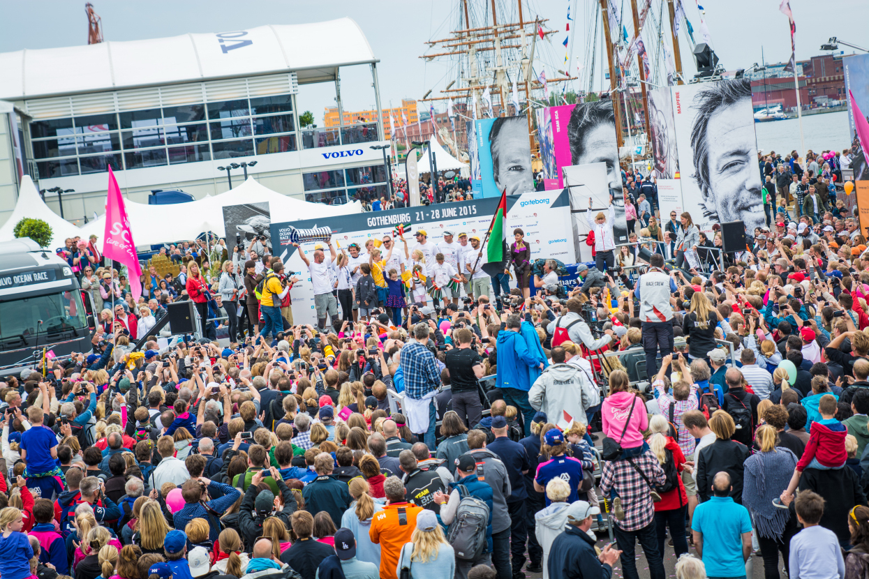 June 27, 2015. Inmarsat In-Port Race Gothenburg. Prizegiving in the Race Village.